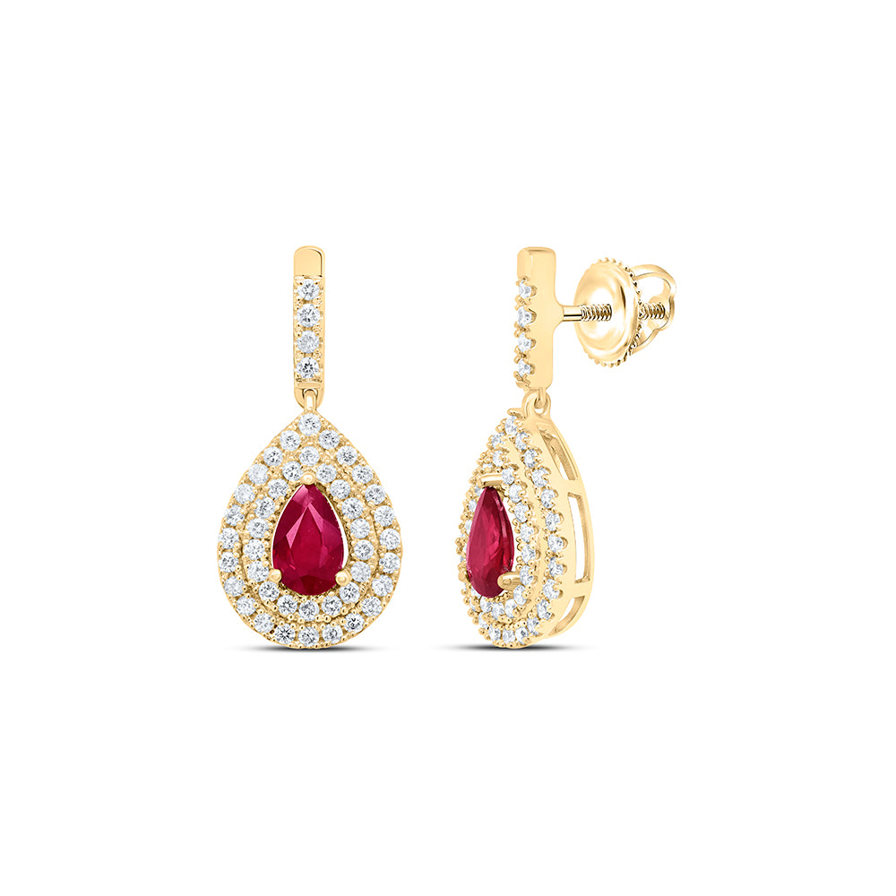 14kt Yellow Or White Gold Natural Diamond Ana M 6x4mm Pear Natural Gem Dangling Earring