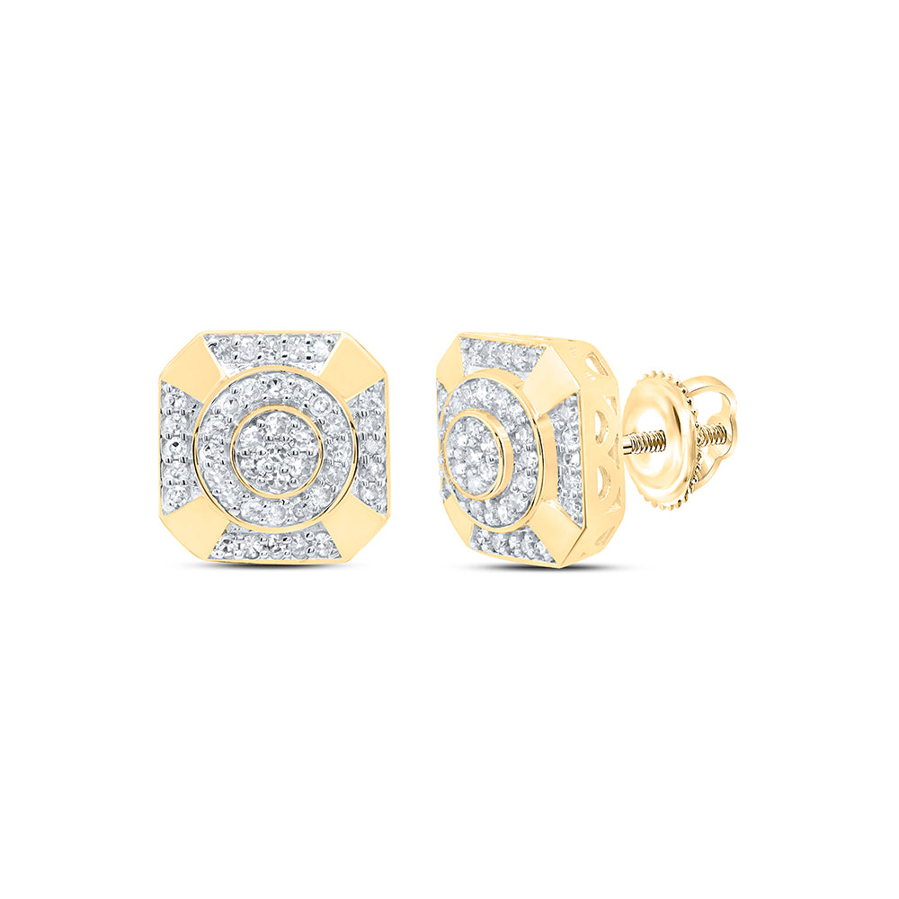 10kt Yellow Gold 3/8 Cttw Natural Diamond Octagon Mens Earring
