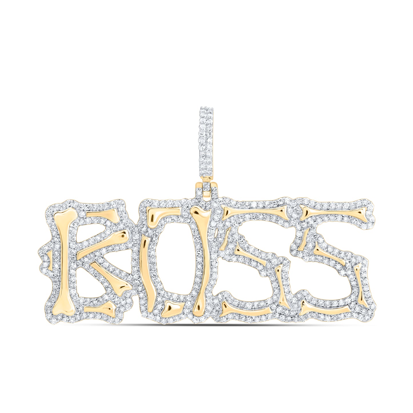 10kt Yellow Gold 1 1/4 Cttw Natural Diamond Boss Mens Charm