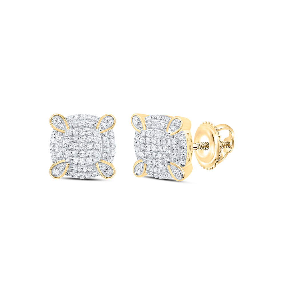 10kt Yellow Gold 5/8 Cttw Natural Diamond Cushion Mens Earring