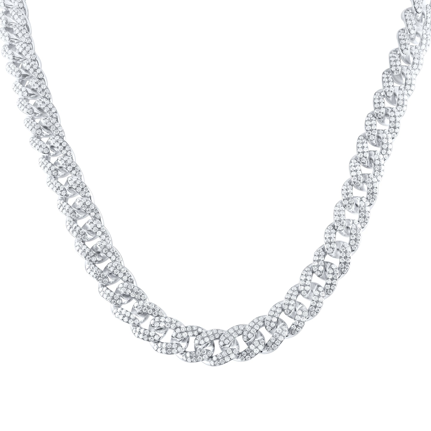 14K Yellow Or White Gold 25 1/3Ctw Natural Diamond Am 12 Mm Cuban Mens Chain(22 Inch)