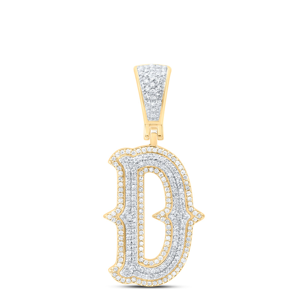 10k Yellow White Gold Natural Diamond Fashion Initial Pendant