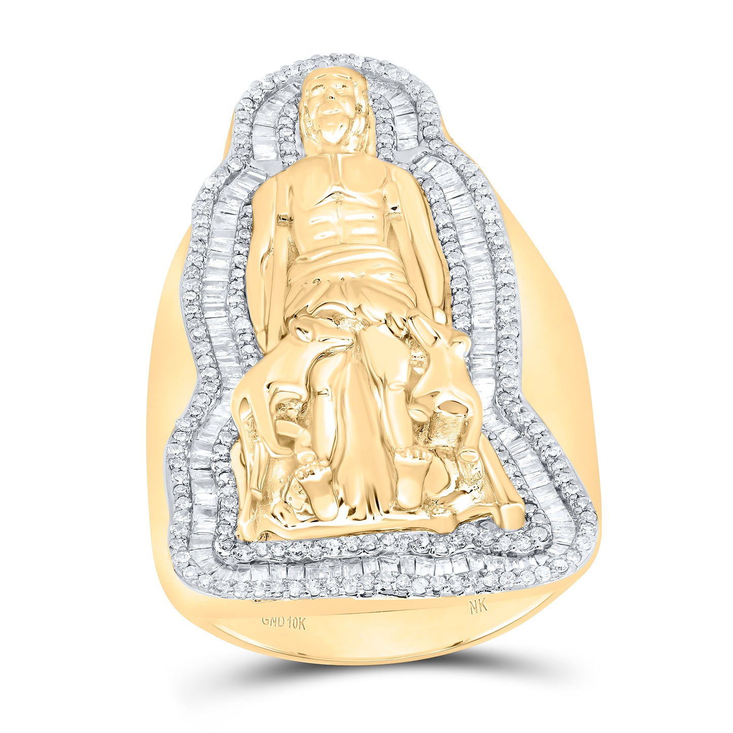 10kt Yellow Gold 1 1/8 Cttw Natural Diamond St. Lazaro Mens Ring, Men Size: 8-12