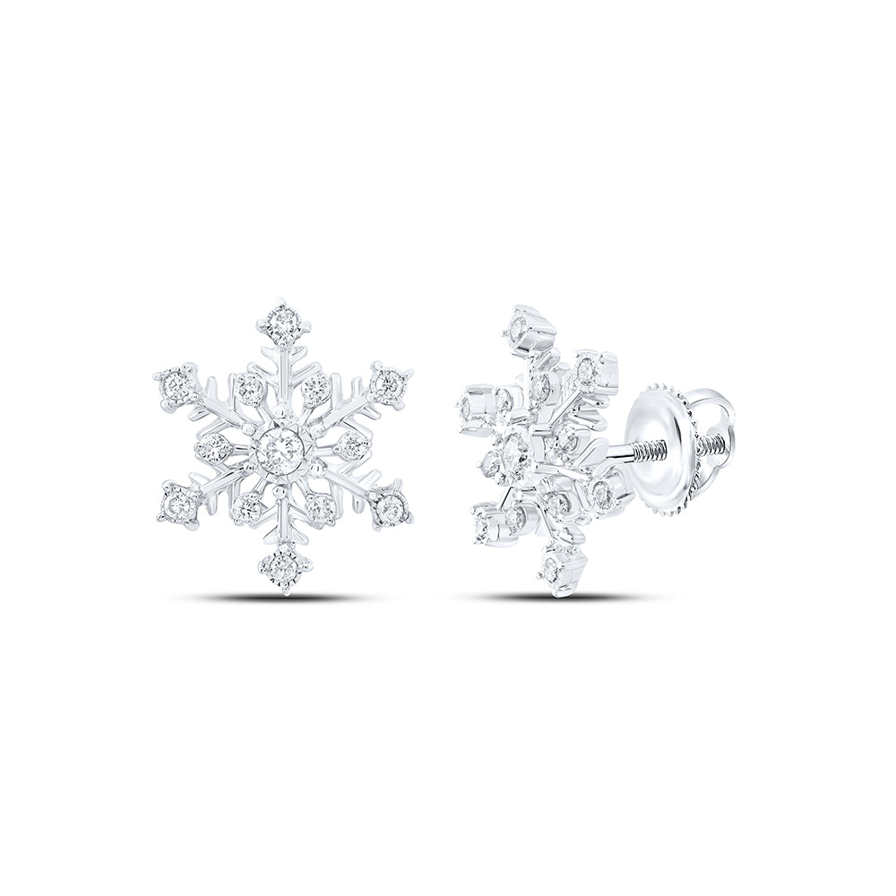 10kt Yellow Or White Gold Natural Diamond Fashion Snow Flake Earring