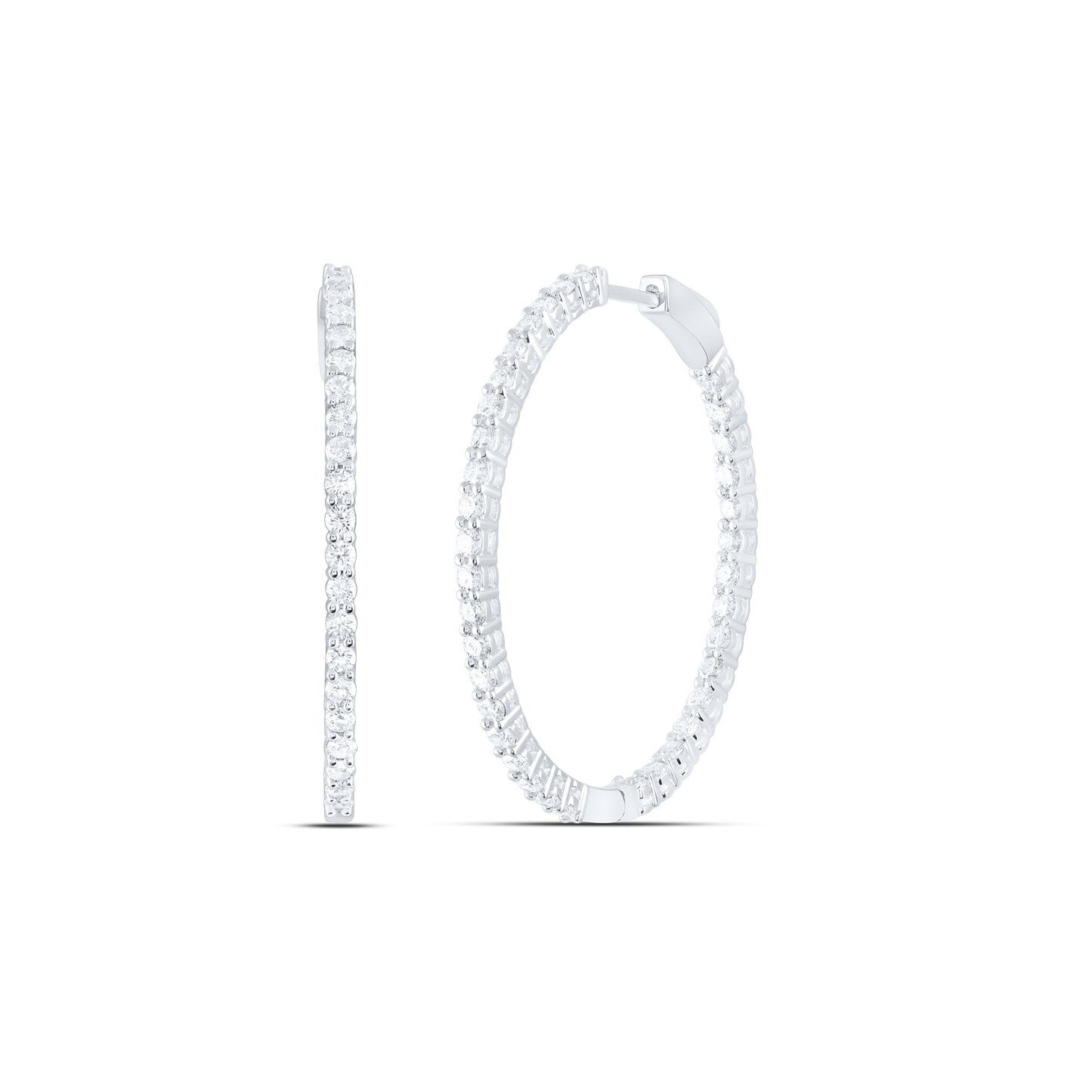 14kt White Gold 2 Cttw Natural Diamond Ana M Fashion Oval Hoop Earring