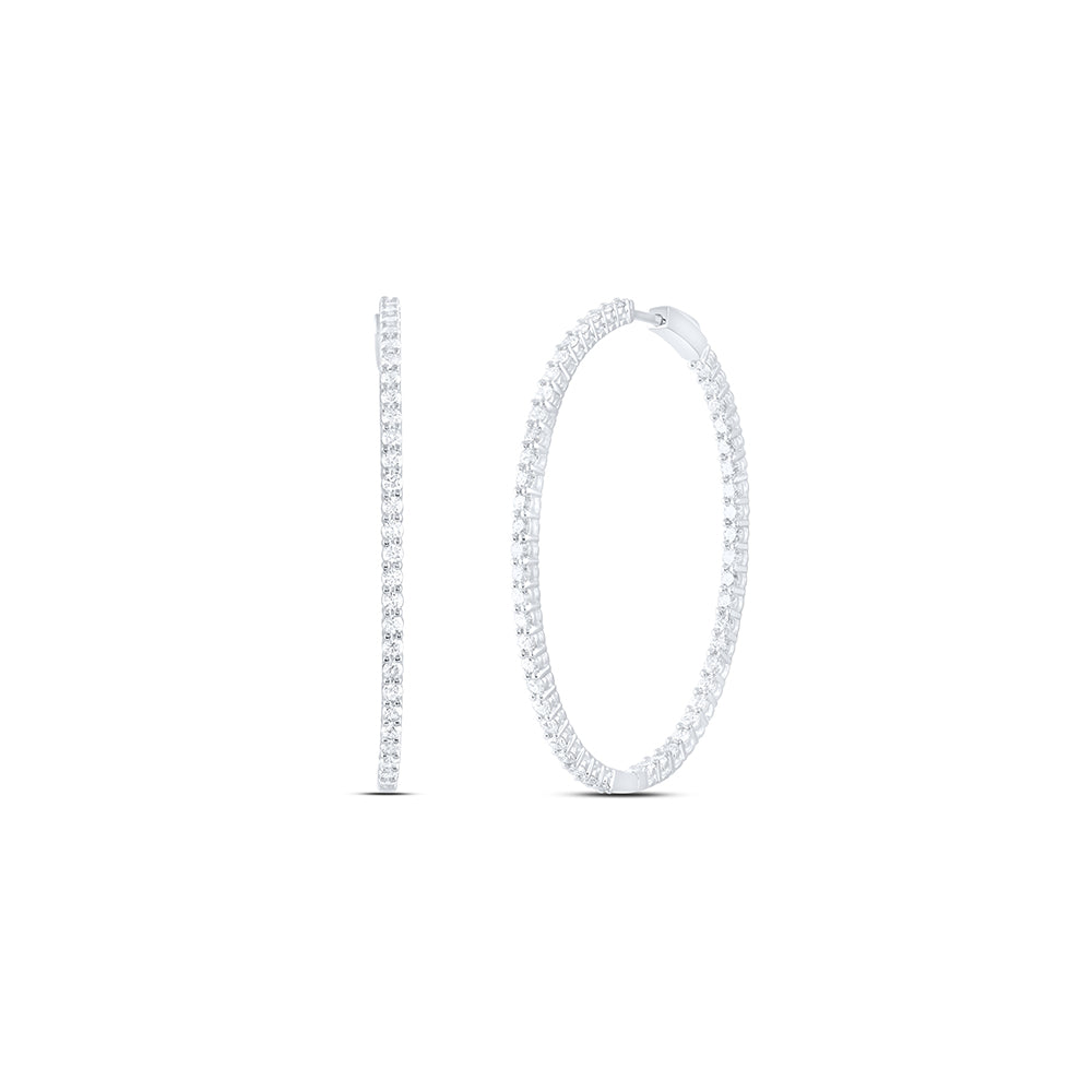 14kt White Gold 3 Cttw Natural Diamond Ana M Fashion Oval Hoop Earring