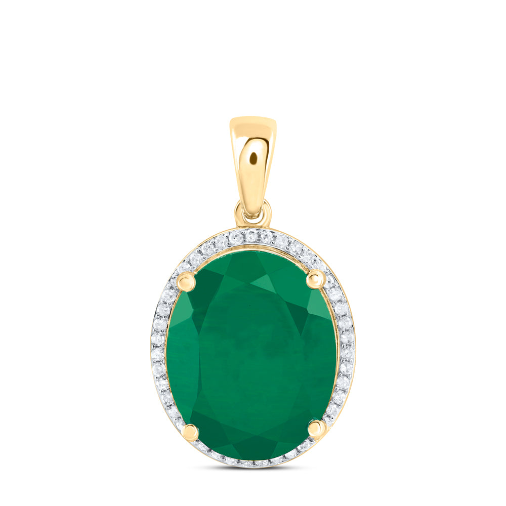 10kt Yellow Or White Or Rose Gold Natural Diamond 15x12 Mm Oval Synthetic Pendant