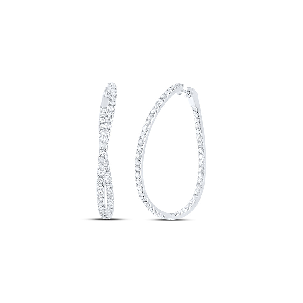 14kt White Gold 3 Cttw Natural Diamond Ana M Fashion Oval Hoop Earring