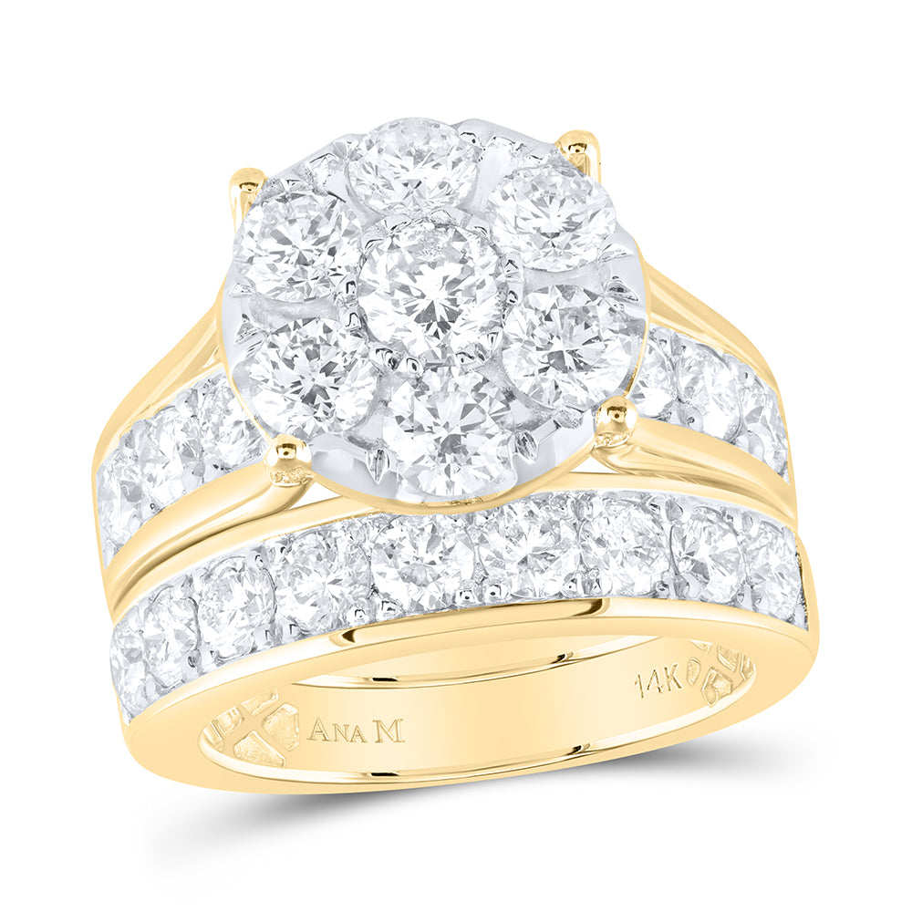 14kt Yellow Gold 4 Cttw Natural Diamond Ana M 3/8 Cttw Round Wedding Engagement Anniversary Bridal Set, Women Size: 5-9