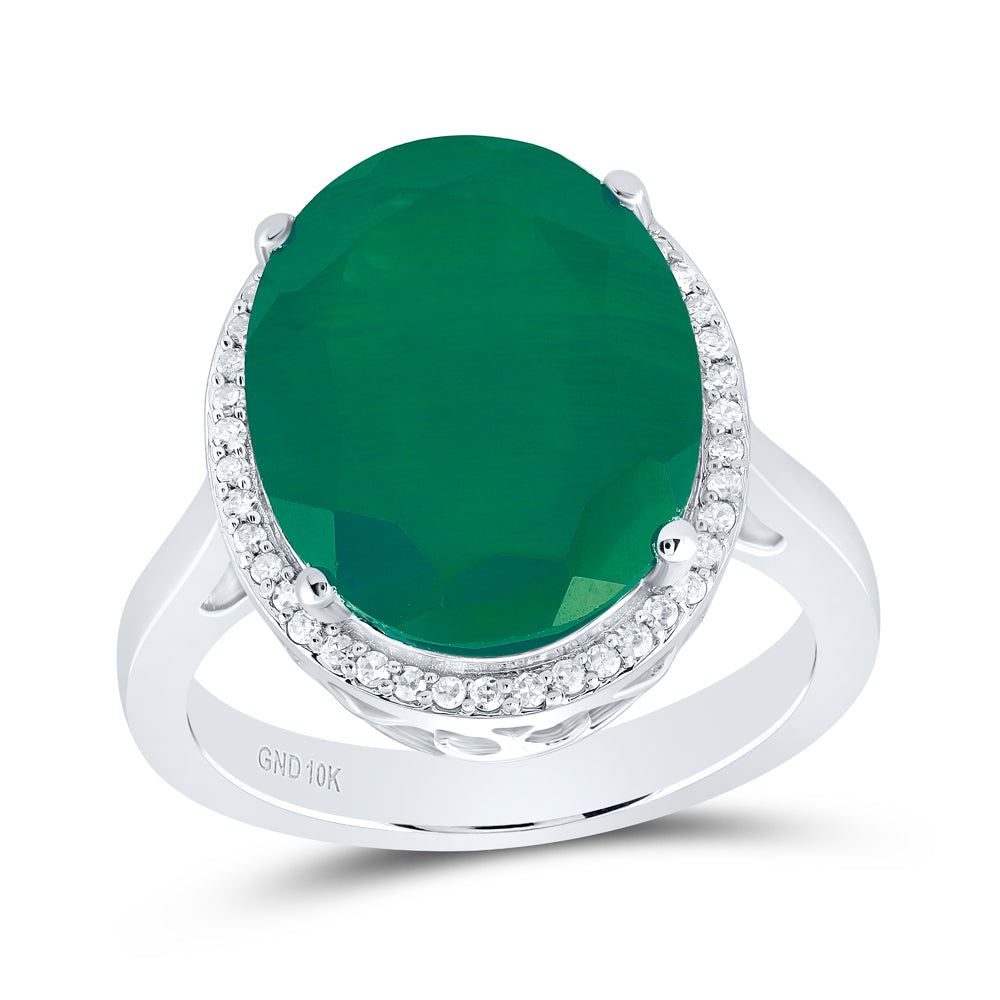 10kt Yellow Or White Gold Natural Diamond 15x12 Mm Oval Synthetic Wedding Engagement Anniversary Ring