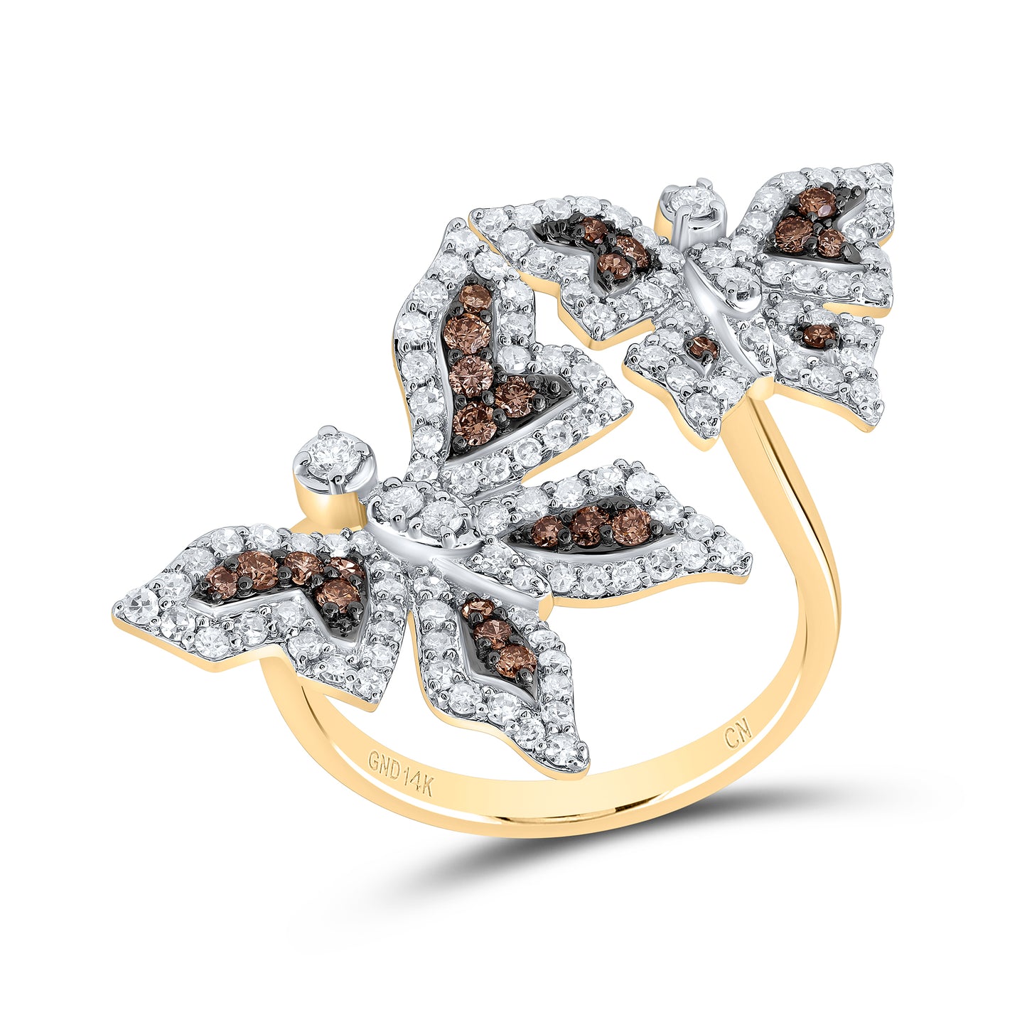 14kt Yellow Gold 1 Cttw Natural Diamond Fashion Wedding Engagement Anniversary Butterfly Ring, Women Size: 5-9