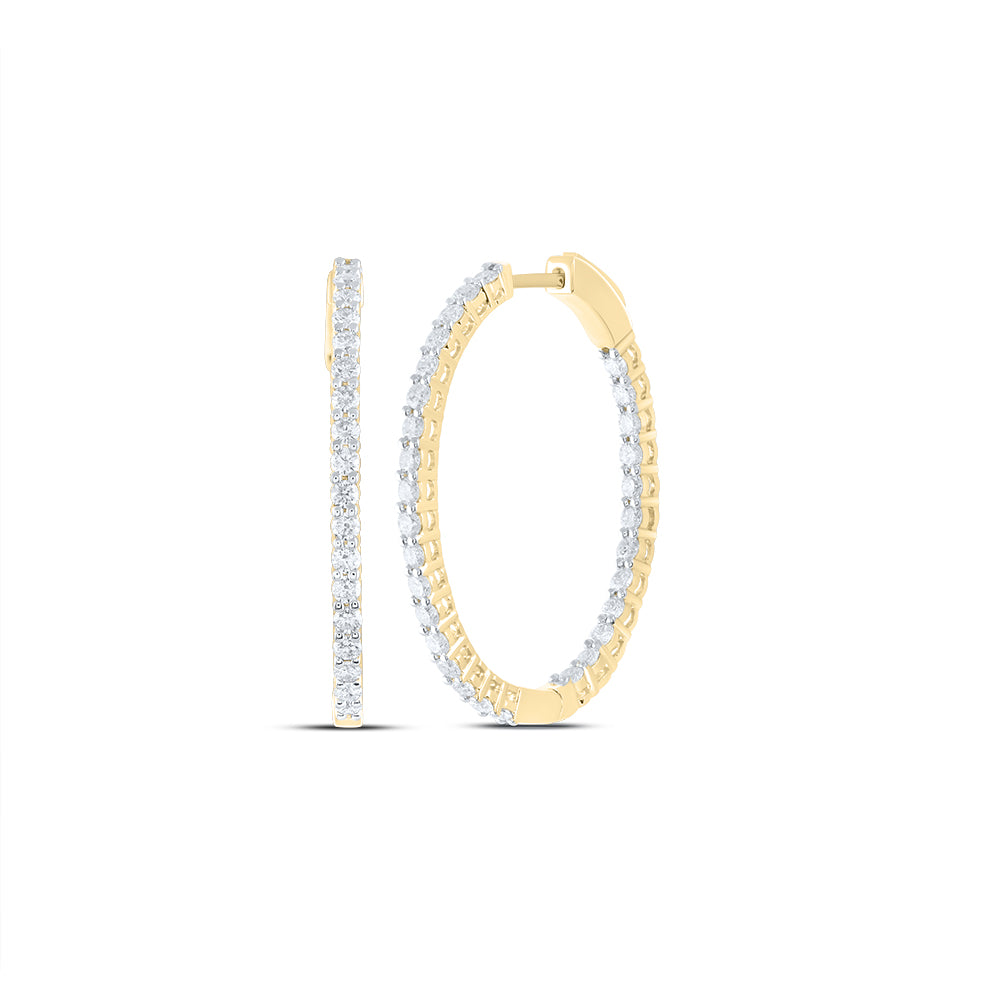 14kt Yellow Gold 1 1/2 Cttw Natural Diamond Ana M Fashion Oval Hoop Earring