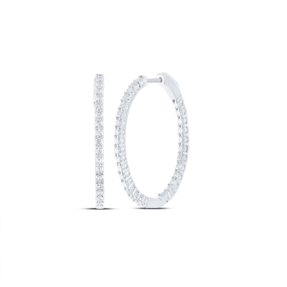 14kt White Gold 1 1/2 Cttw Natural Diamond Ana M Fashion Oval Hoop Earring