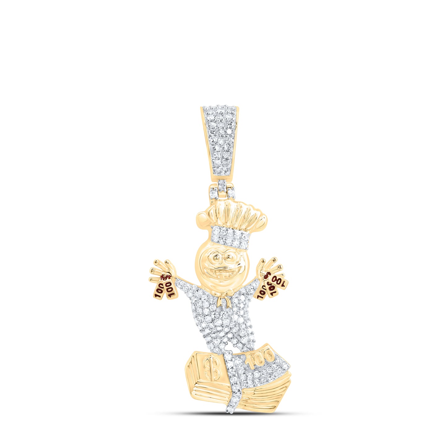 10kt Yellow Gold 3/8 Cttw Natural Diamond Money Dollar Sign Mens Charm