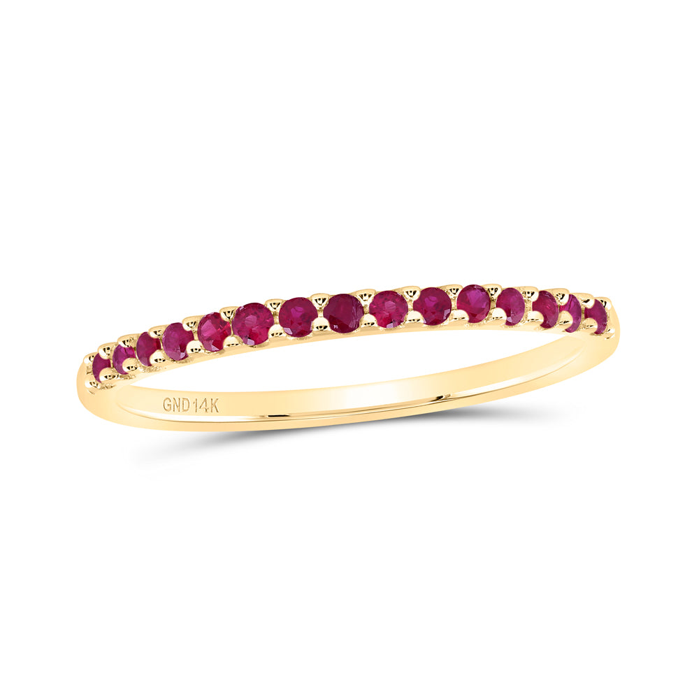 14kt Yellow Gold 1/5 Cttw Diamond Round Ruby Natural Gem Fashion Bridal Wedding Engagement Anniversary Womens Band, Women Size: 5-9