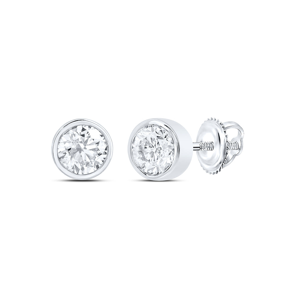 14kt White Gold 1/2 Cttw Natural Diamond Excellent Stud Solitaire Earring