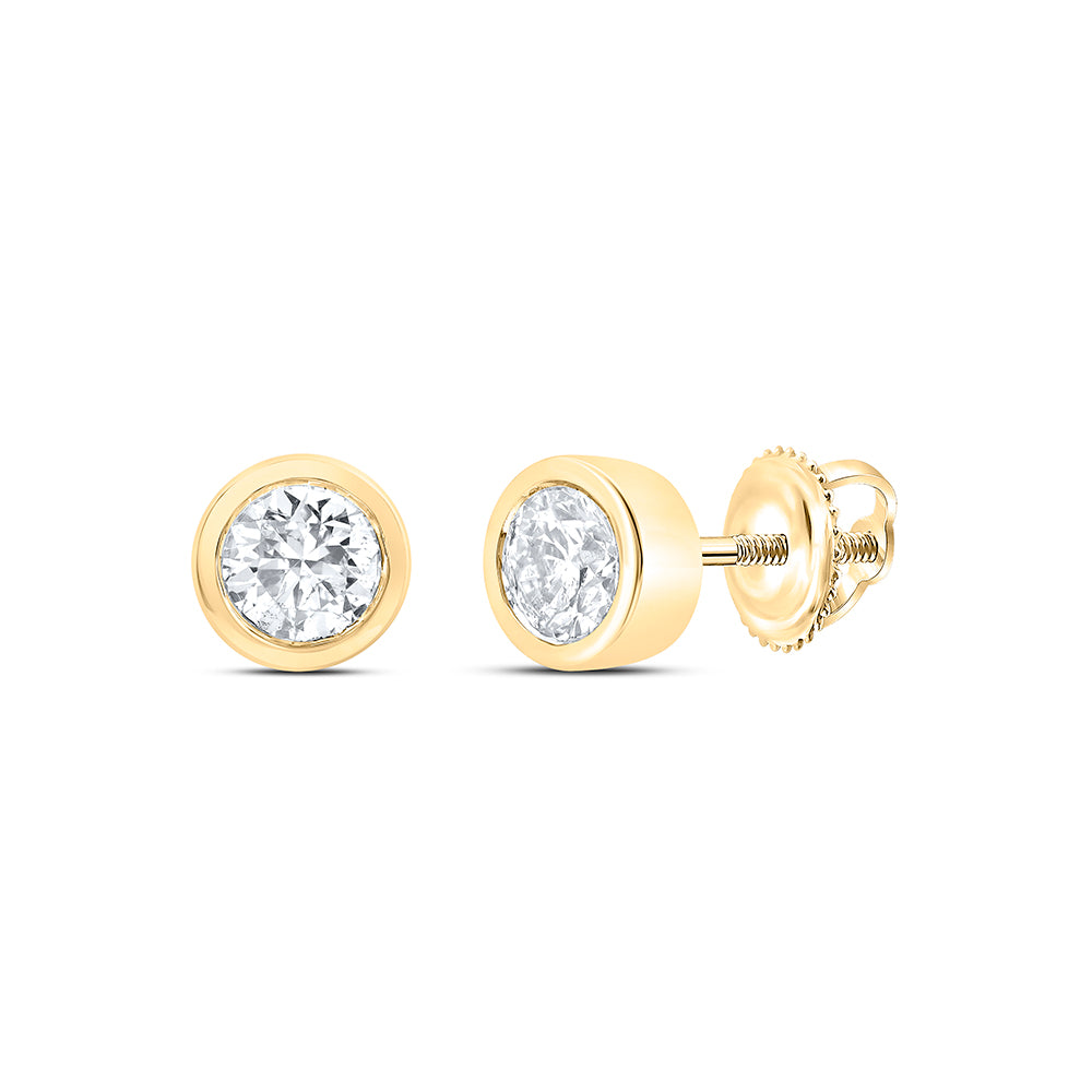14kt Yellow Gold 3/4 Cttw Natural Diamond Excellent Stud Solitaire Earring