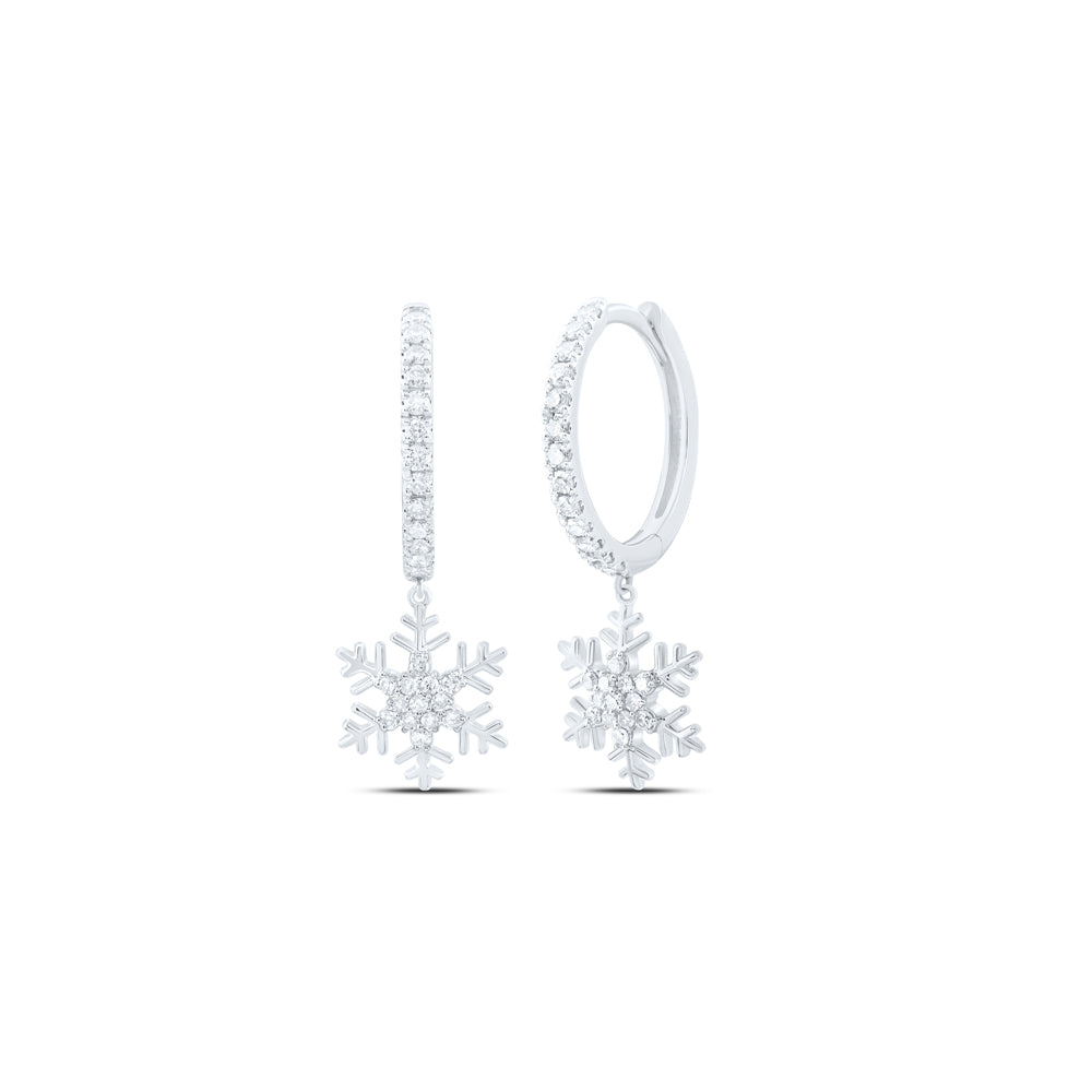 10kt White Gold 3/8 Cttw Natural Diamond Fashion Snow Flake Dangling Earring