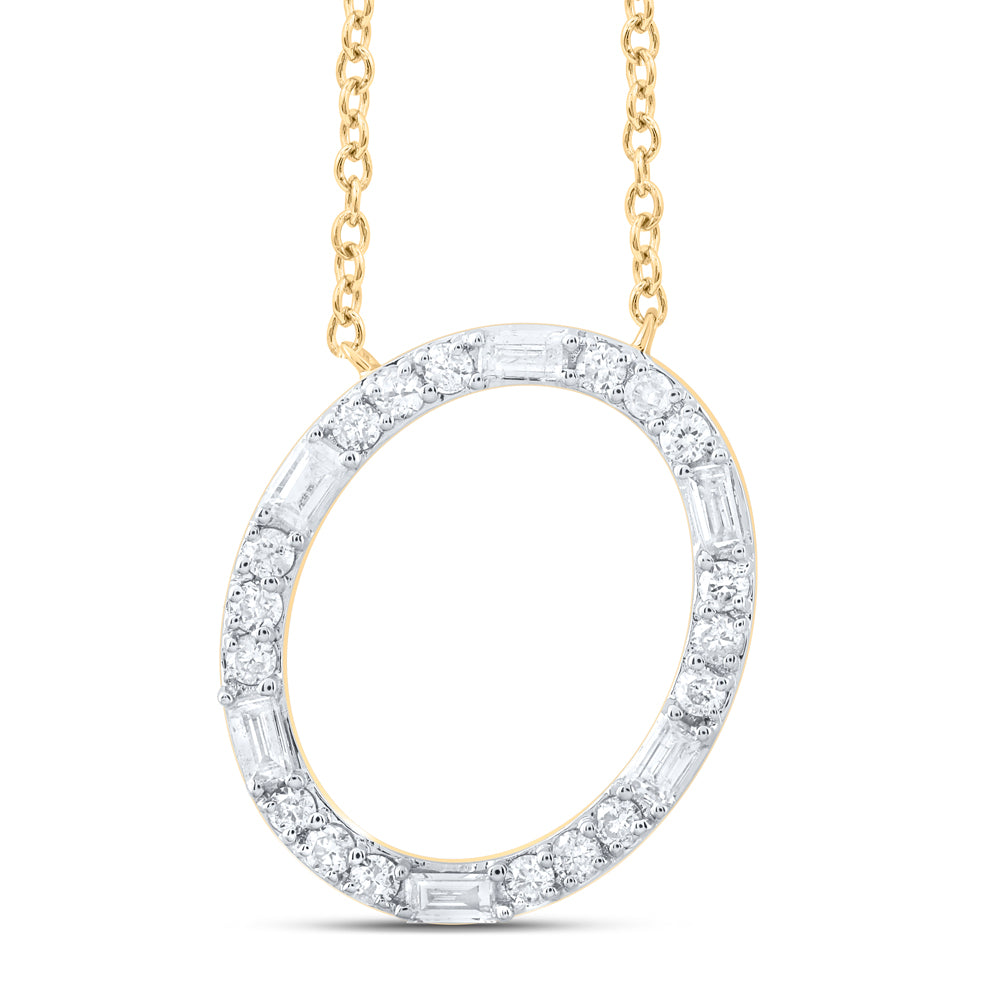 10kt Yellow Or White Gold Natural Diamond Initial Fashion Baguette Necklace, Length: 18 Inch