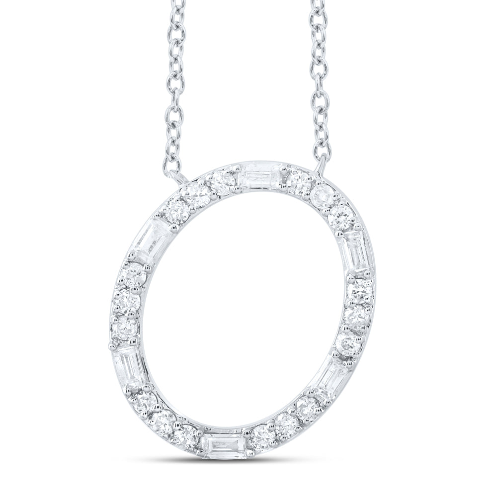 10kt Yellow Or White Gold Natural Diamond Initial Fashion Baguette Necklace, Length: 18 Inch