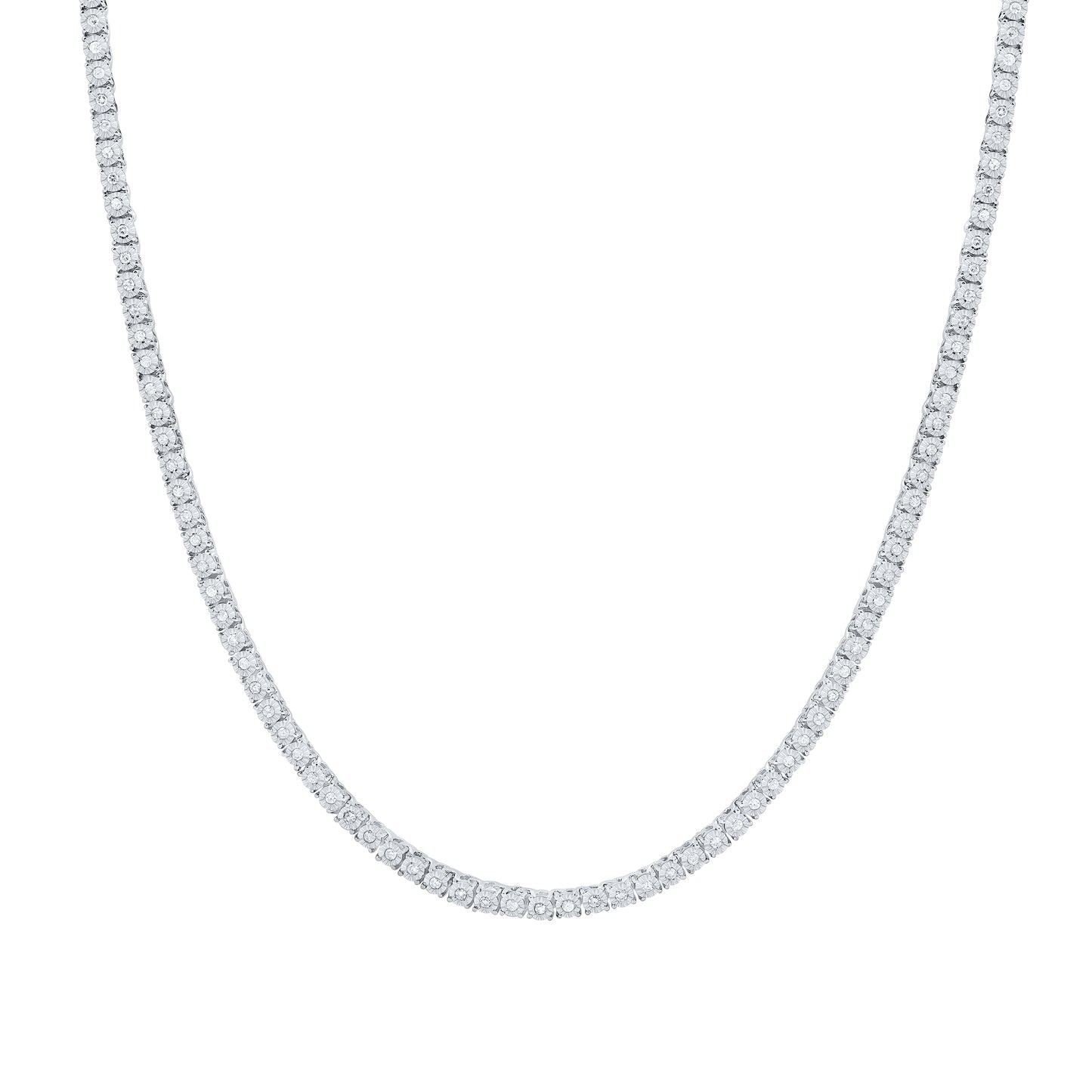 10kt White Gold 1 Cttw Natural Diamond Fashion Fanuk Necklace, Length: 18 Inch
