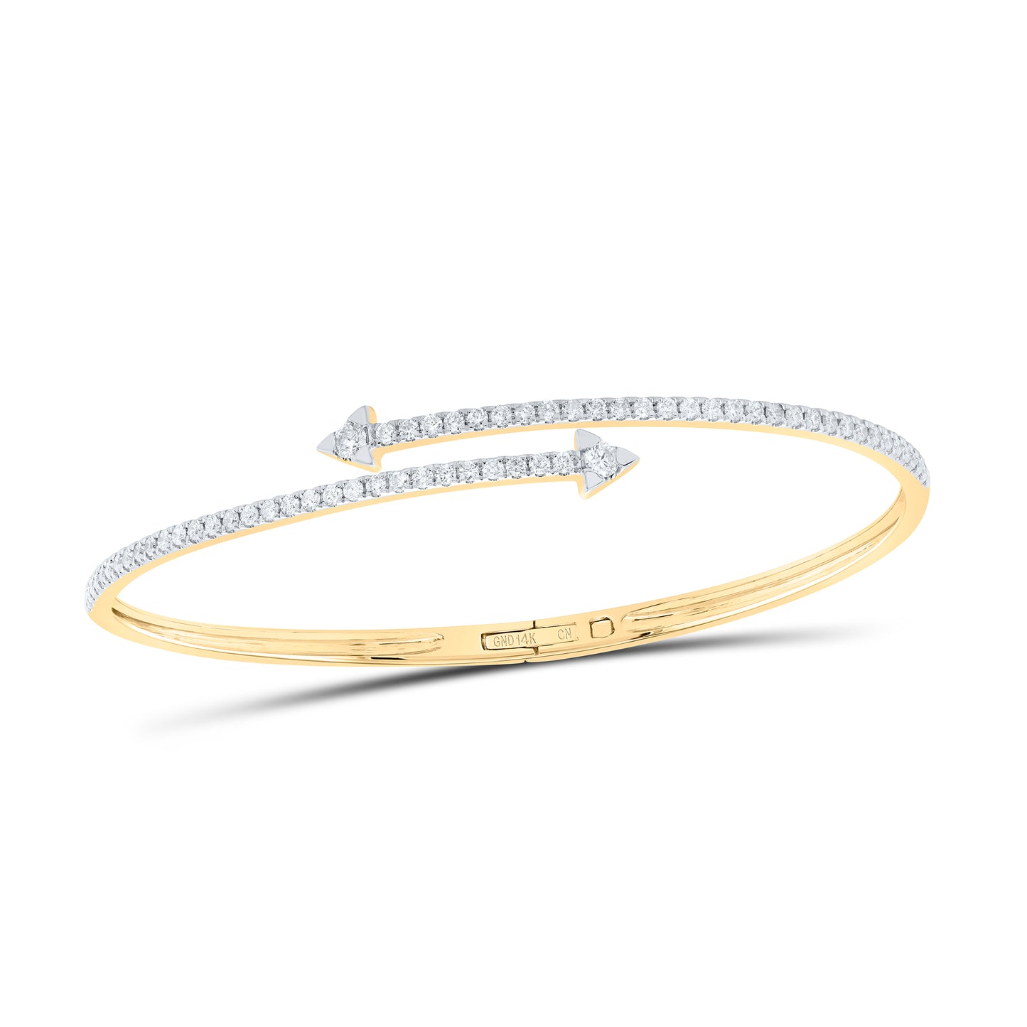 14K Yellow Gold 1 Ctw Natural Diamond Ladies Bangle (55X65 MM)