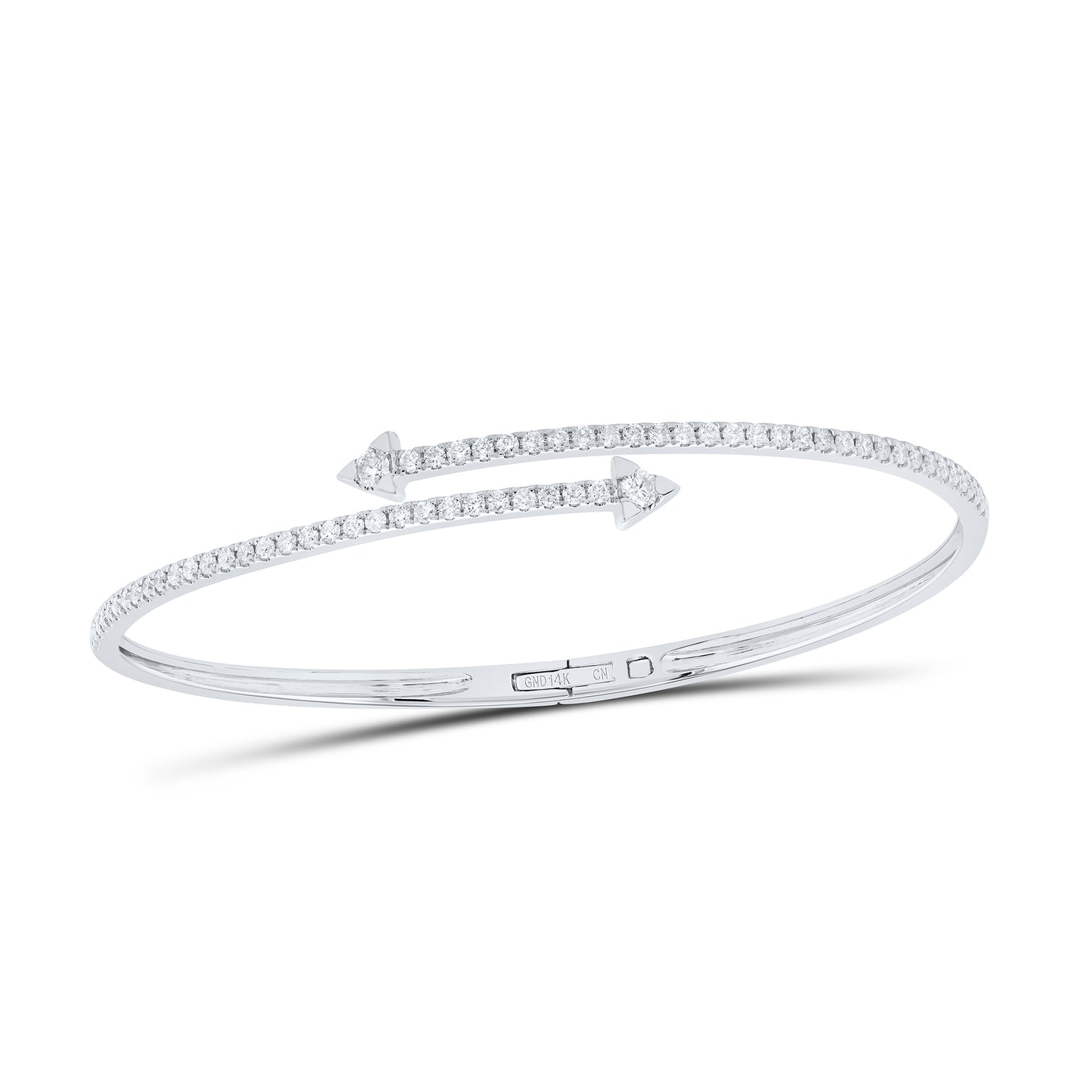 14kt White Gold 1 Cttw Natural Diamond Ladies Bangle (55x65mm)