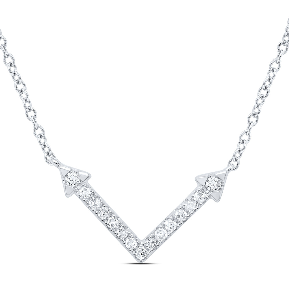 10kt White Gold 1/8 Cttw Diamond Fashion Necklace, Length: 18 Inch