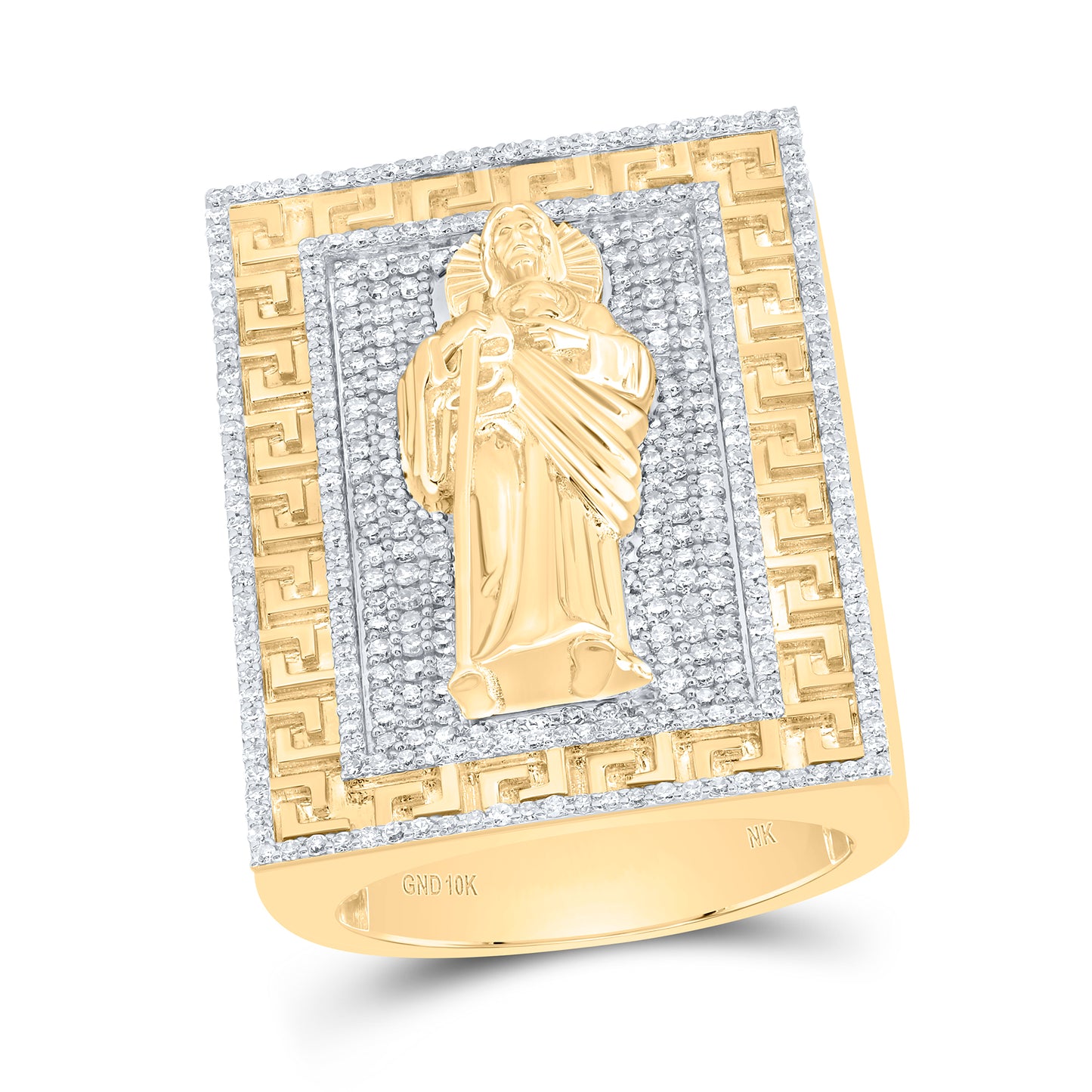 10kt Yellow Gold 1 5/8 Cttw Diamond St.jude Mens Ring, Men Size: 8-12