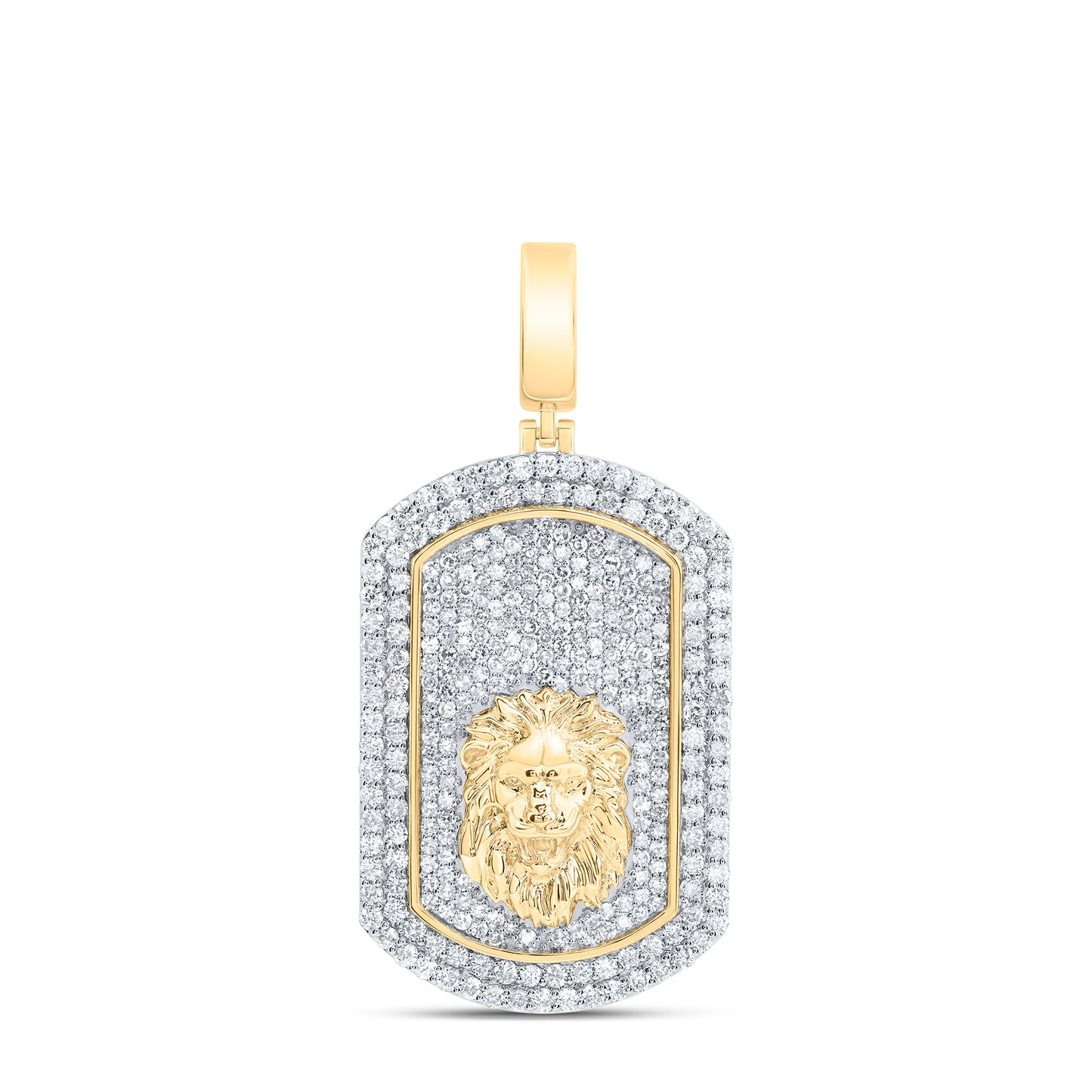 10kt Yellow Gold 2 1/3 Cttw Diamond Dog Tag Men's Charm