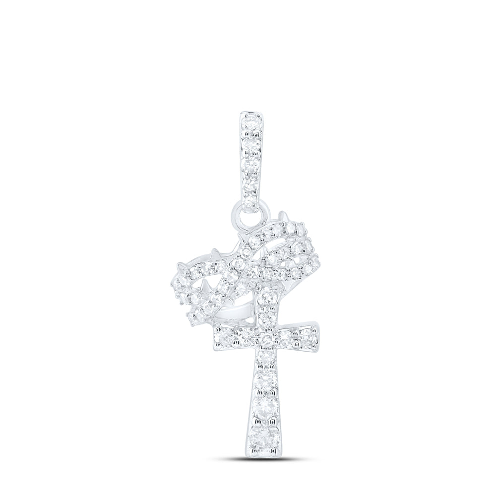 10kt White Gold 1/4 Cttw Diamond Fashion Cross Pendant