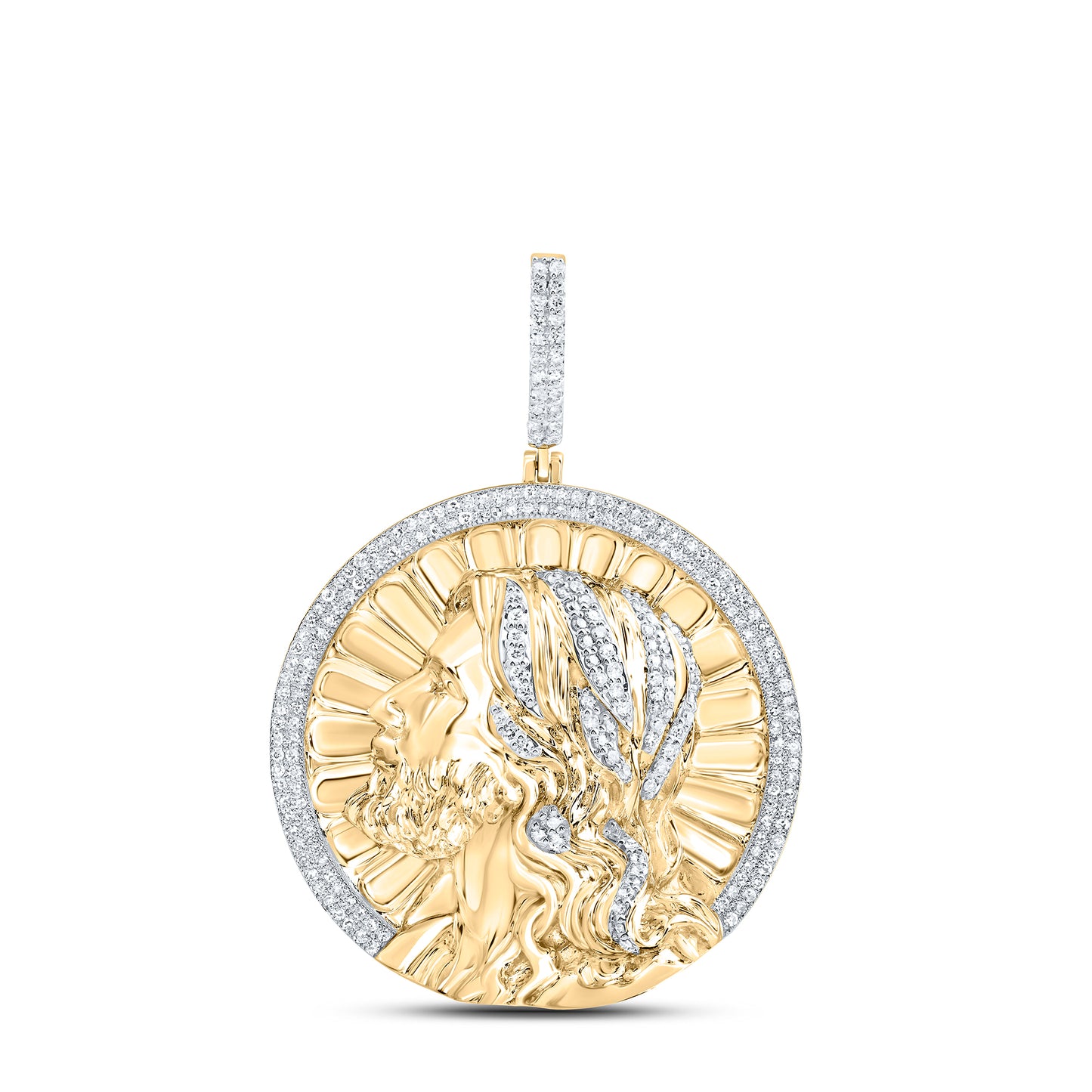 10kt Yellow Gold 1 Cttw Diamond Jesus Mens Charm