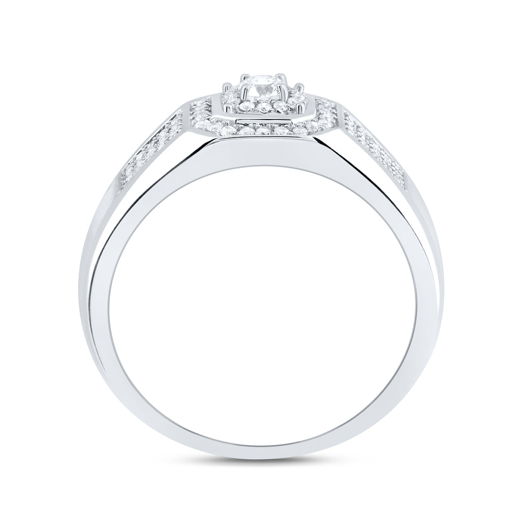 14kt White Gold 1/2 Cttw Diamond Fashion Mens Ring, Men Size: 8-12