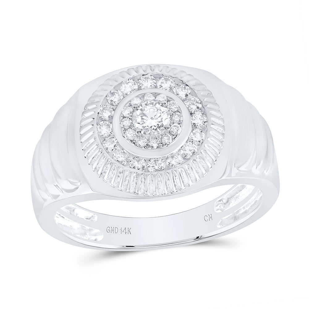 14kt White Gold 1/2 Cttw Diamond Fashion Mens Ring, Men Size: 8-12