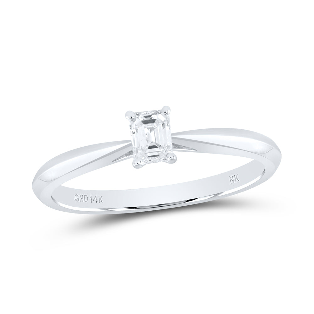 14kt White Gold 1/4 Cttw Diamond I1 Ij Emerlad Solitaire Wedding Engagement Anniversary Ring, Women Size: 5-9
