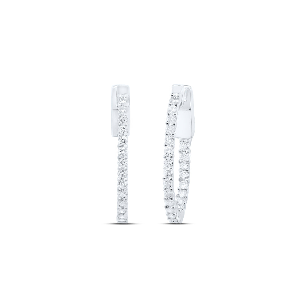 10kt White Gold 1/2 Cttw Diamond Fashion Oval Hoop Earring