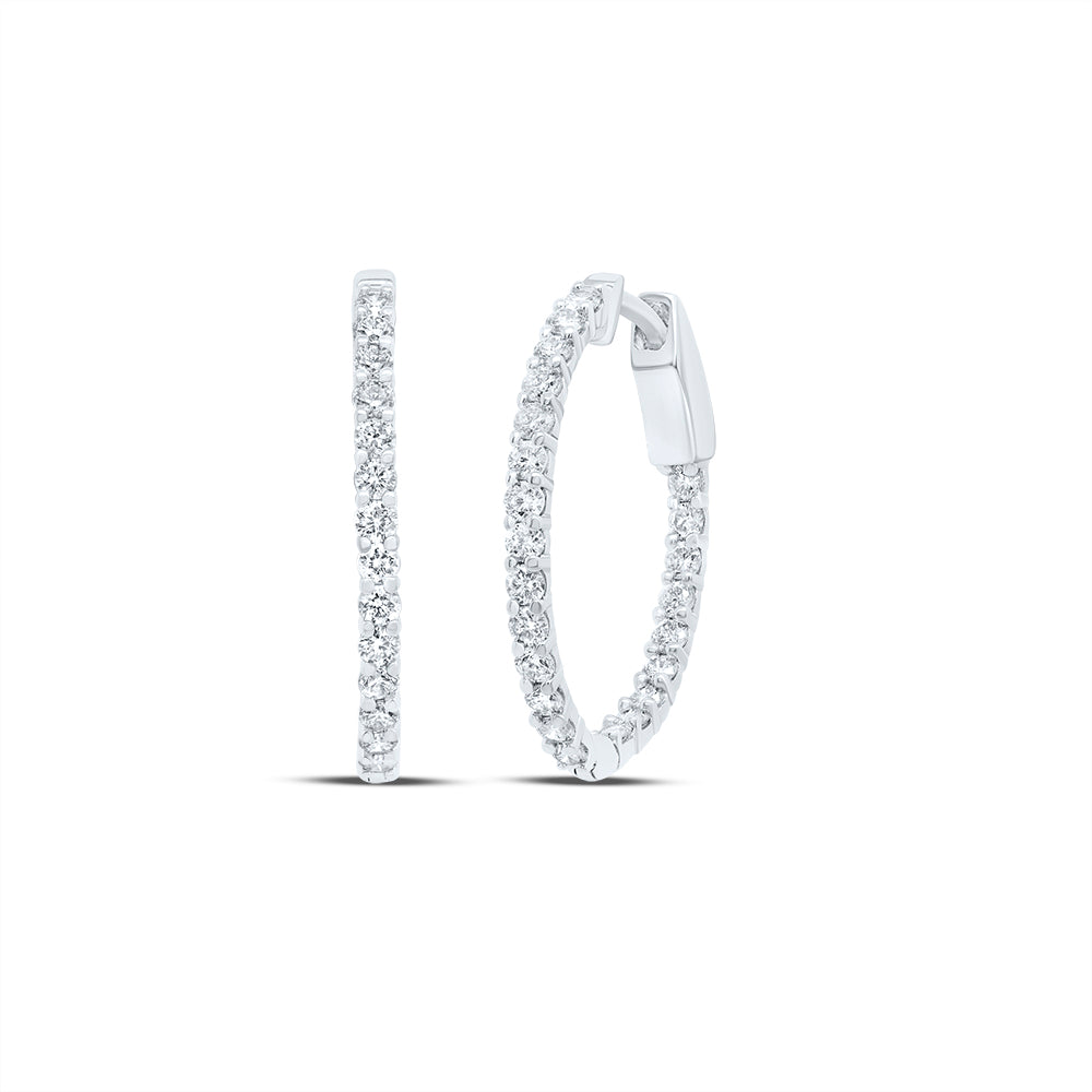 10kt White Gold 1 Cttw Diamond Fashion Oval Hoop Earring