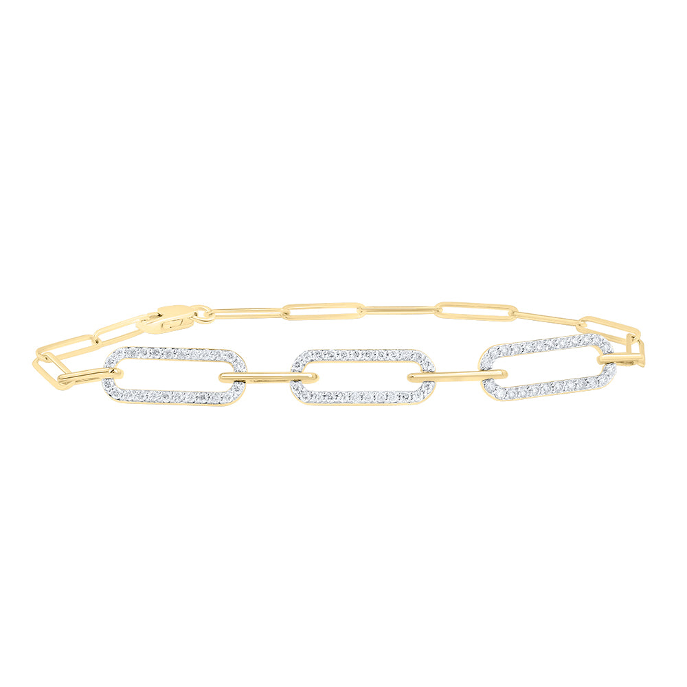 14kt Yellow Gold 1/2 Cttw Diamond Ana M Fashion Paper Clip Link Bracelet, Length: 7 Inch