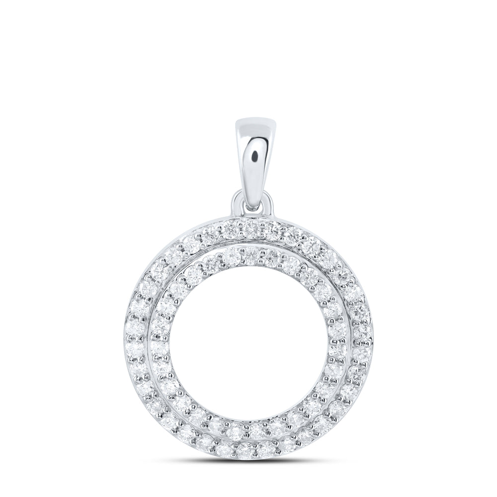 14kt White Gold 3/8 Cttw Diamond Fashion Circle Pendant