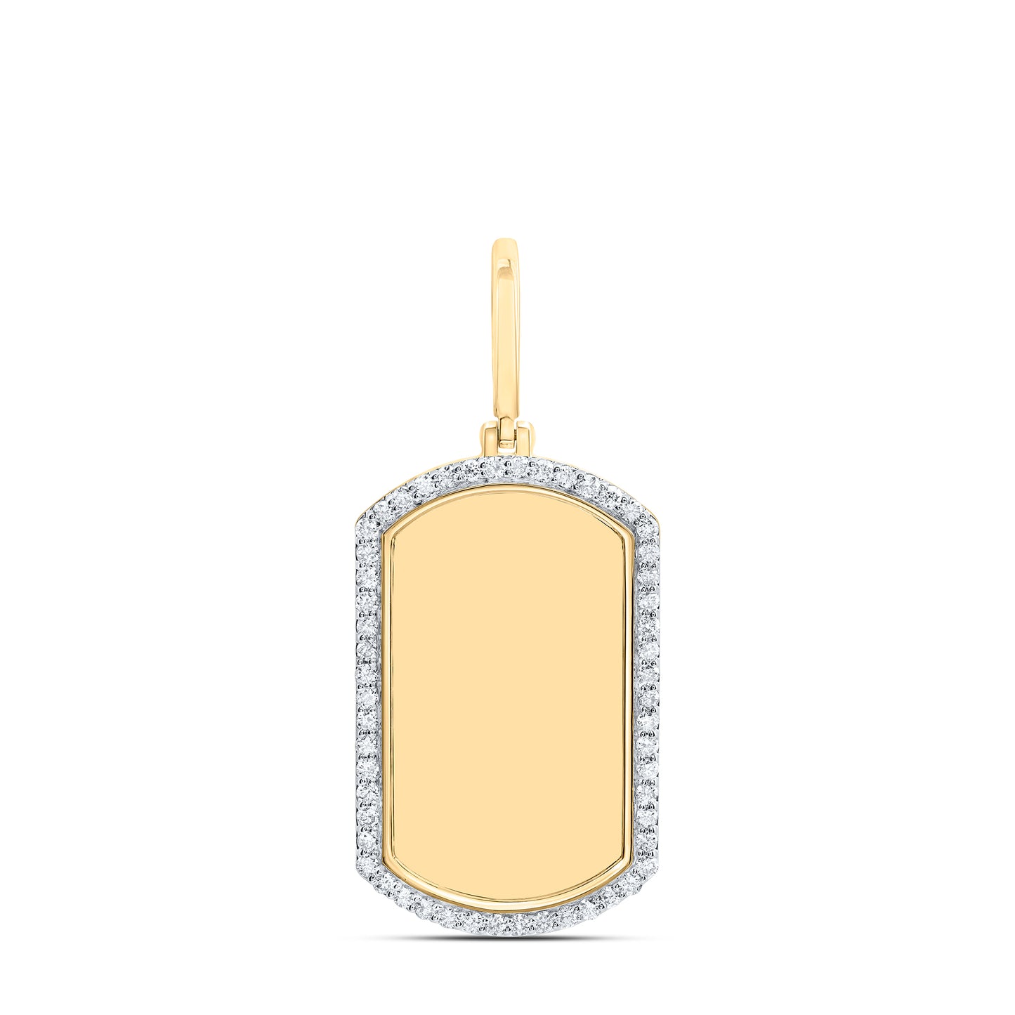 10kt Yellow Gold 5/8 Cttw Diamond Dog Tag Memory Men's Charm