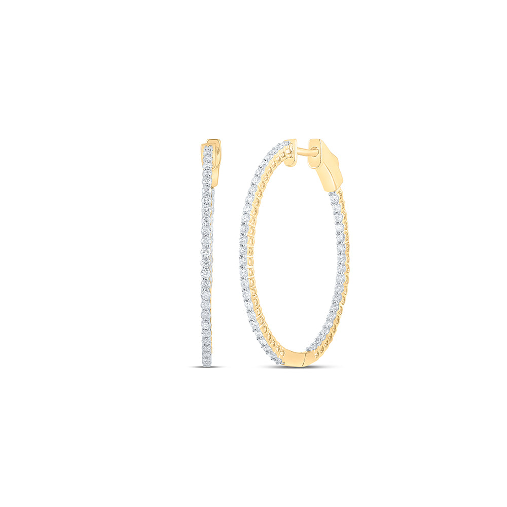 10kt Yellow Gold 1 Cttw Diamond Fashion Oval Hoops Earring