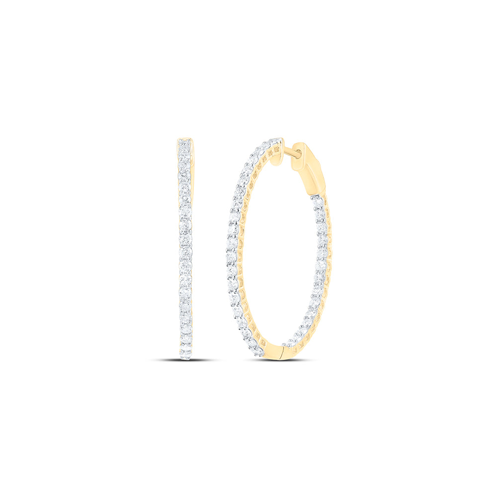 10kt Yellow Gold 2 Cttw Diamond Fashion Oval Hoops Earring