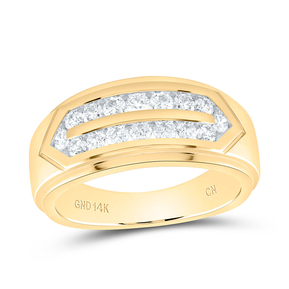 14kt Yellow Gold 3/4 Cttw Diamond Mens Ring, Men Size: 8-12