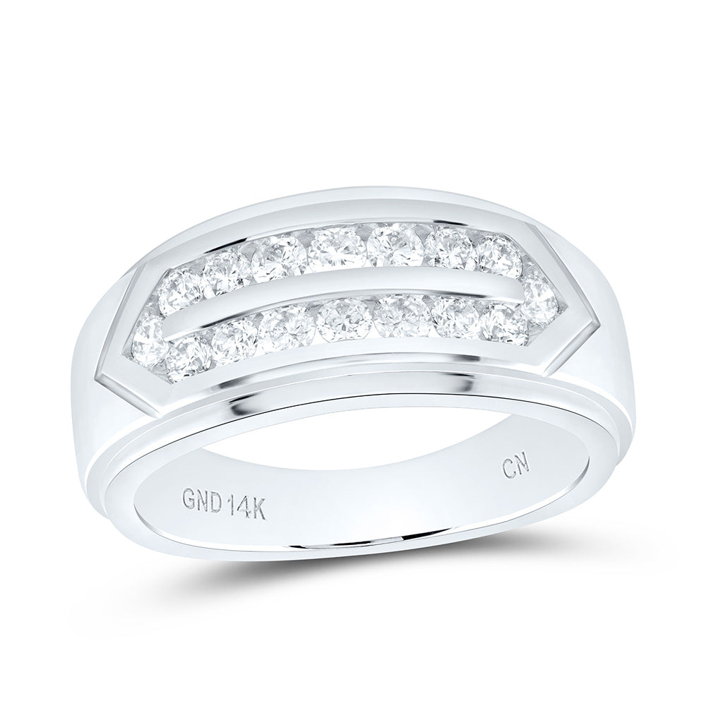 14K White Gold 3/4Ctw Natural Diamond Cn Mens Ring