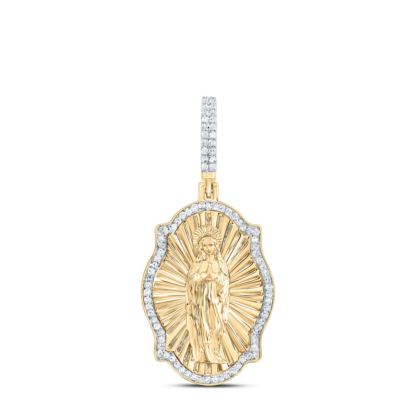 10kt Yellow Gold 3/8 Cttw Diamond Virgin Prayer Mens Charm
