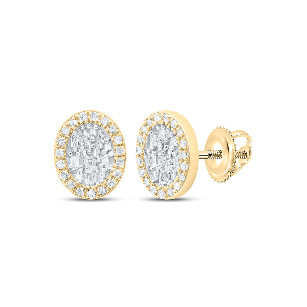 10kt Yellow Gold 1/3 Cttw Diamond Oval Baguette Earring