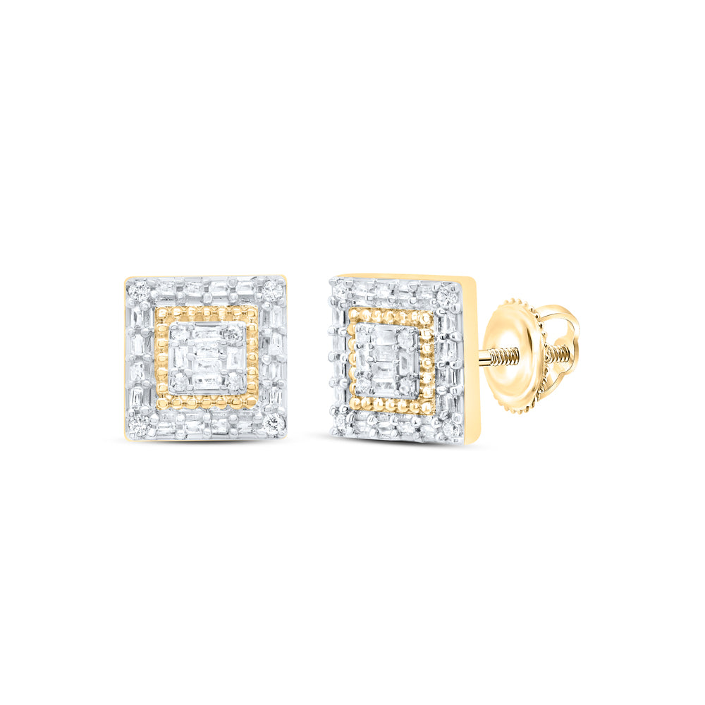 10kt Yellow Gold 1/2 Cttw Diamond Square Baguette Earring