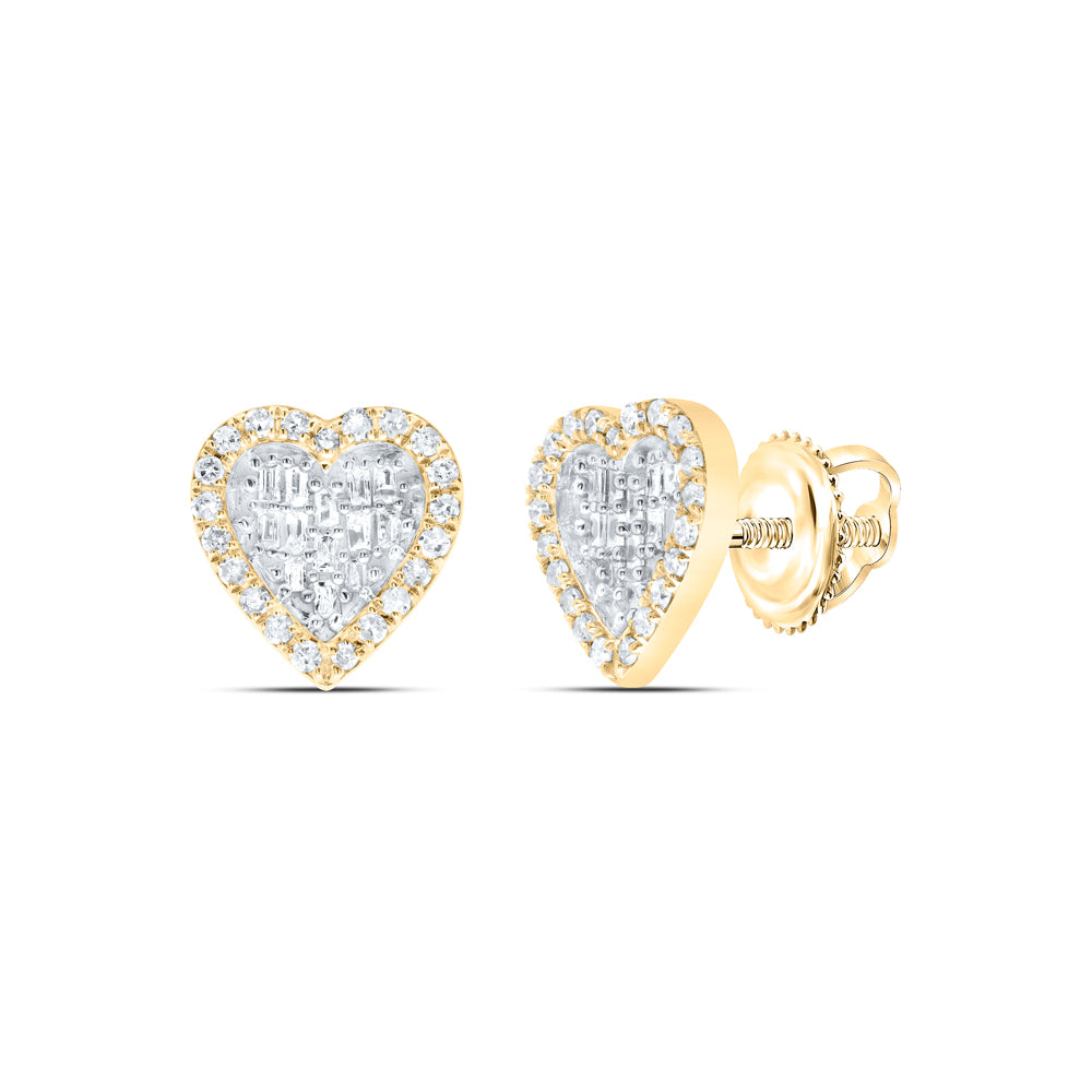 10kt Yellow Gold 1/2 Cttw Diamond Heart Baguette Earring