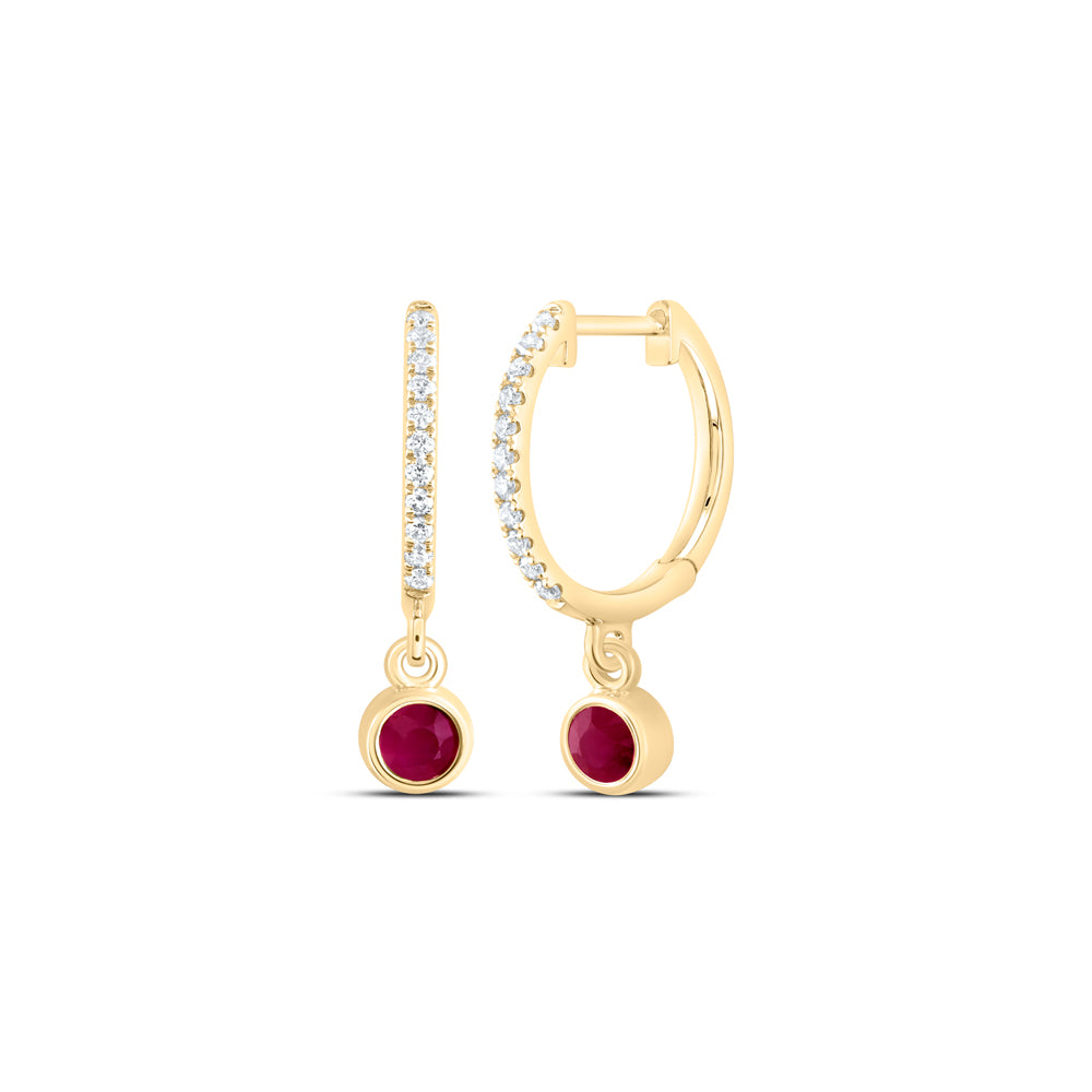 14kt Yellow Or White Gold Diamond Ana M 3.20mm Round Natural Gem Dangling Earring