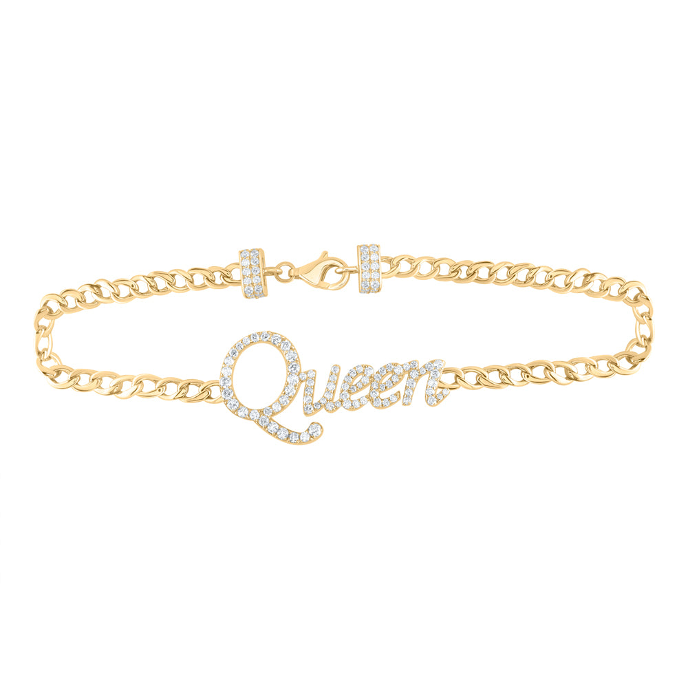 14K Yellow Gold 3/4 Ctw Natural Diamond "Queen" Fashion Bracelet (7 Inch)